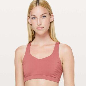 Lululemon Red Bronzer Free To Be Serene Bra Light Support C-D Cups Size 4
